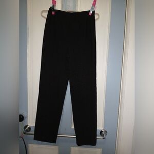 WALLIS** POLYESTER TROUSERS SZ 10 STRETCHY NAVY BLUE W/PIN STRIPE Y2K Side Zip